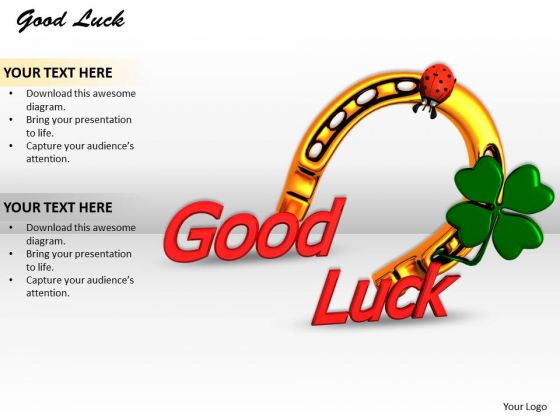Stock Photo Horse Shoe Clover Leaf For Good Luck PowerPoint Slide