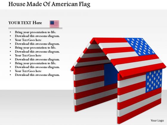 Stock Photo House Made Of American Flag PowerPoint Slide