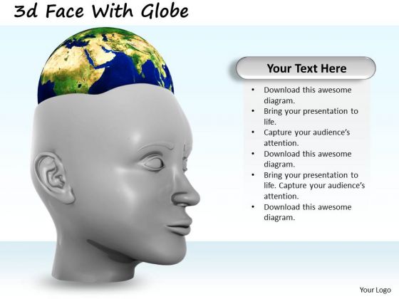 Stock Photo Human Brain With 3d Structure PowerPoint Slide