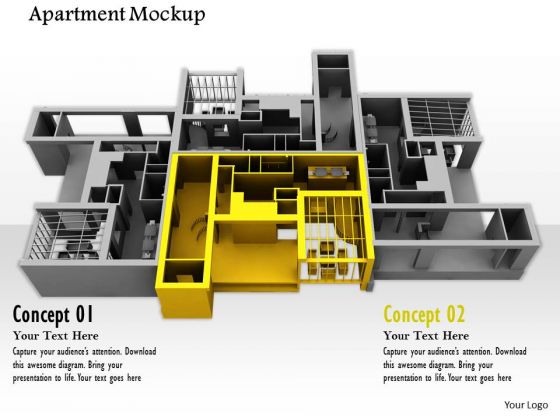 Stock Photo Illustration Of Apartment Mockup PowerPoint Slide