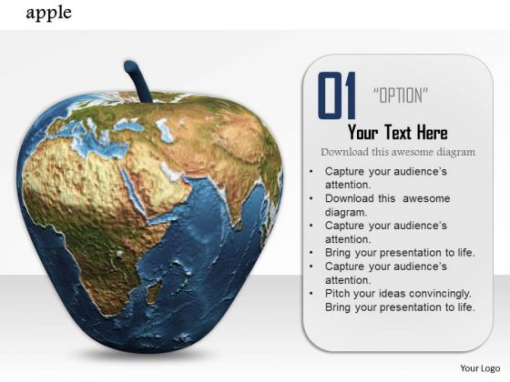 Stock Photo Illustration Of Globe Apple PowerPoint Slide