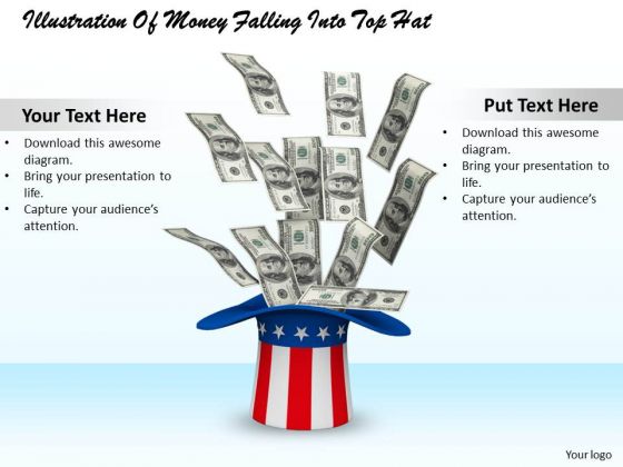 Stock Photo Illustration Of Money Falling Into Top Hat PowerPoint Template