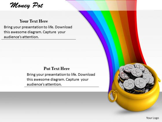 Stock Photo Illustration Of Money Pot With Rainbow PowerPoint Slide