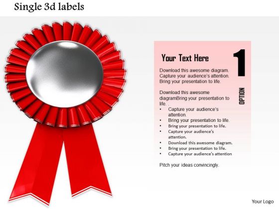 Stock Photo Illustration Silver And Red Medal PowerPoint Slide