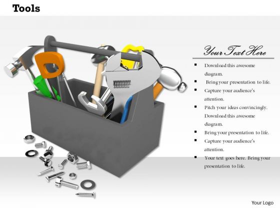 Stock Photo Image Of Tool Box With Nuts And Bolts PowerPoint Slide