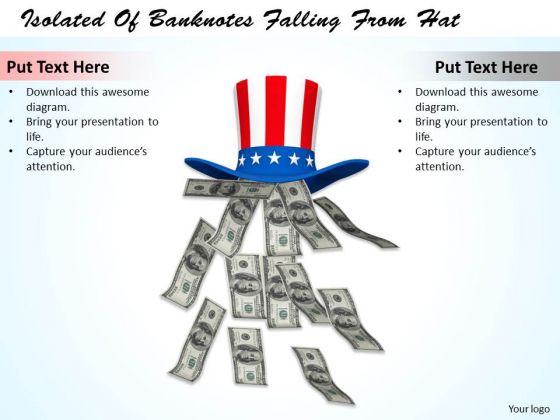 Stock Photo Isolated Of Banknotes Falling From Hat PowerPoint Template