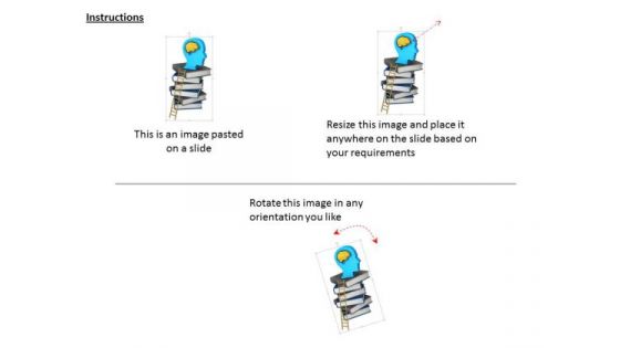Stock Photo Ladder On Books Stack With Brain PowerPoint Slide