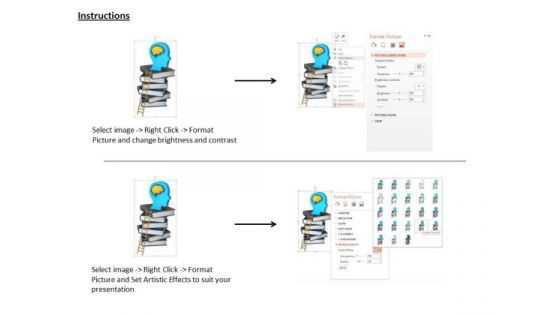 Stock Photo Ladder On Books Stack With Brain PowerPoint Slide