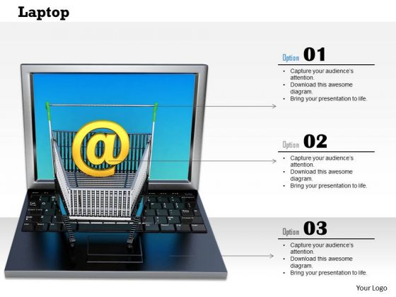 Stock Photo Laptop With Abstract Symbol Cart Internet PowerPoint Slide