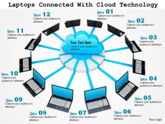 Stock Photo Laptops Connected With Cloud Technology PowerPoint Slide