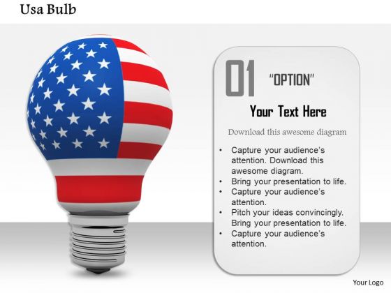 Stock Photo Light Bulb In American Flag Colors PowerPoint Slide