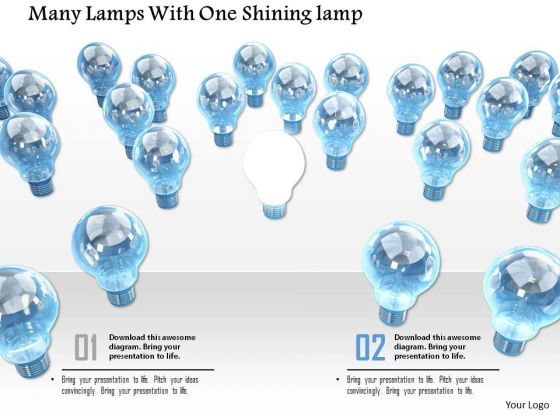Stock Photo Many Lamps With One Shining PowerPoint Slide