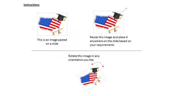 Stock Photo Map Of United States With Graduation Cap PowerPoint Slide