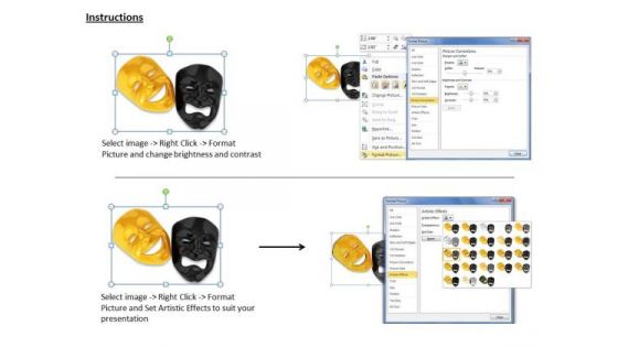 Stock Photo Masks With Happy And Sad Emotions Pwerpoint Slide