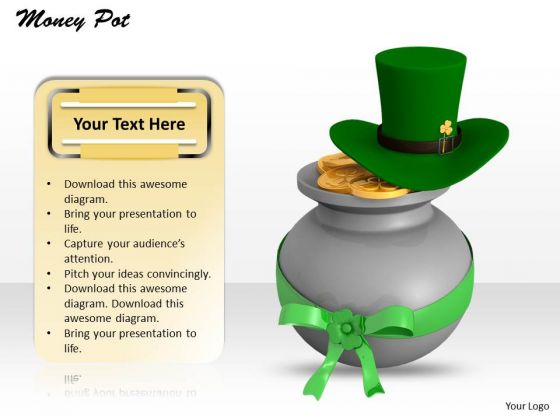 Stock Photo Money Pot And Hat PowerPoint Slide