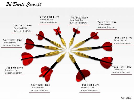 Stock Photo Multiple Darts In Circle PowerPoint Slide