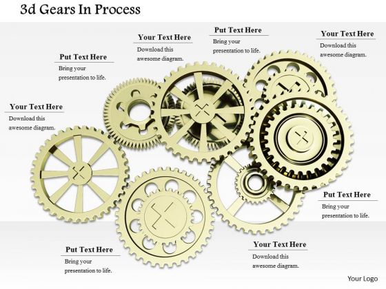 Stock Photo Multiple Silver Gears For Process Control PowerPoint Slide