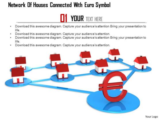 Stock Photo Network Of Houses Connected With Euro Symbol PowerPoint Slide