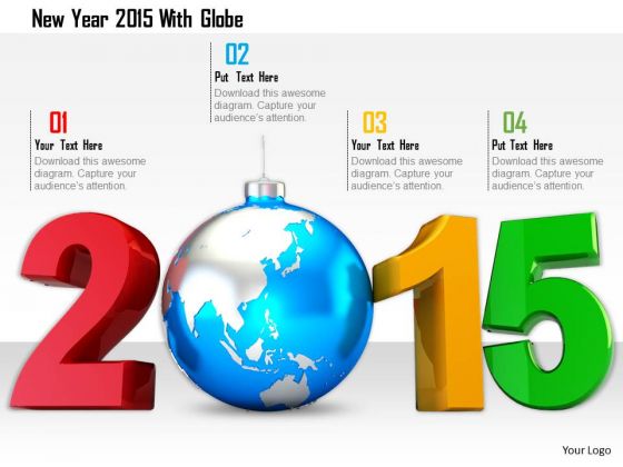 Stock Photo New Year 2015 With Globe PowerPoint Slide