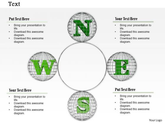 Stock Photo North East West South Four Sides Pwerpoint Slide