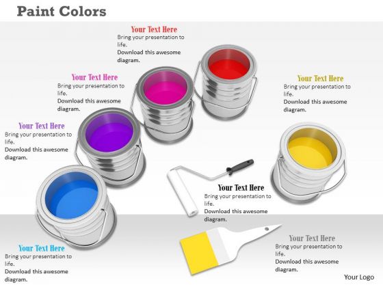 Stock Photo Paint Color Tins PowerPoint Slide