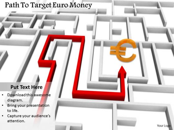 Stock Photo Path To Target Euro Currency Symbol PowerPoint Slide
