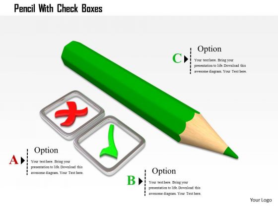 Stock Photo Pencil With Check Boxes PowerPoint Slide