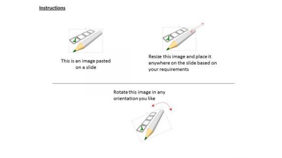 Stock Photo Pencil With Green Tick Mark PowerPoint Slide