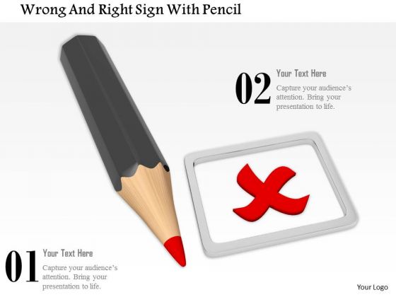 Stock Photo Pencil With Red Wrong Sign PowerPoint Slide