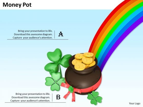 Stock Photo Pot And Rainbow PowerPoint Slide