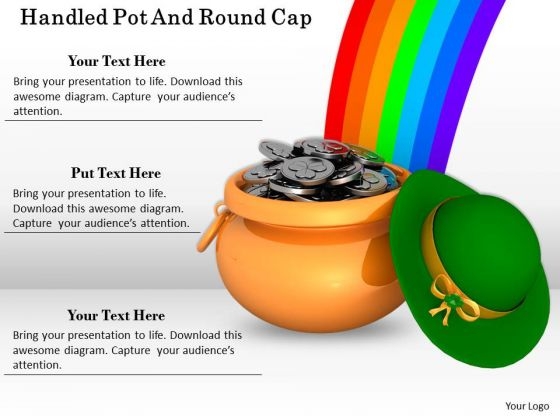 Stock Photo Pot Full Of Coins With Rainbow And Hat PowerPoint Slide