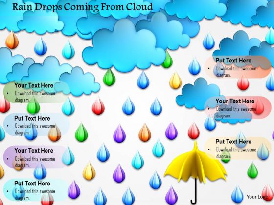 Stock Photo Rain Drops Coming From Cloud PowerPoint Slide