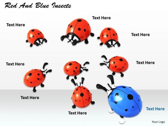 Stock Photo Red And Blue Insects PowerPoint Template