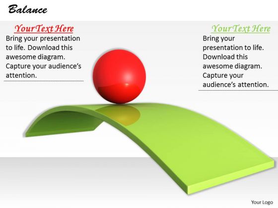Stock Photo Red Ball Balancing On Green Slide PowerPoint Slide