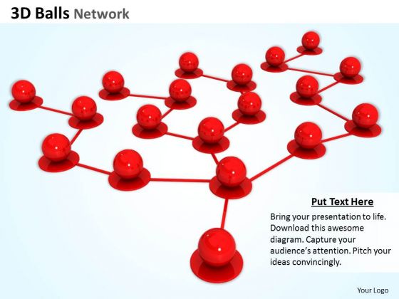 Stock Photo Red Balls In Network PowerPoint Slide