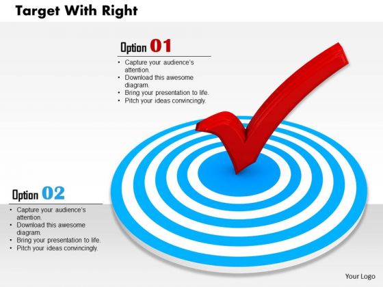 Stock Photo Red Check Symbol On Target PowerPoint Slide