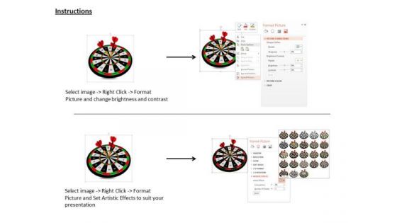 Stock Photo Red Darts Hitting A Target Profit Concept PowerPoint Slide