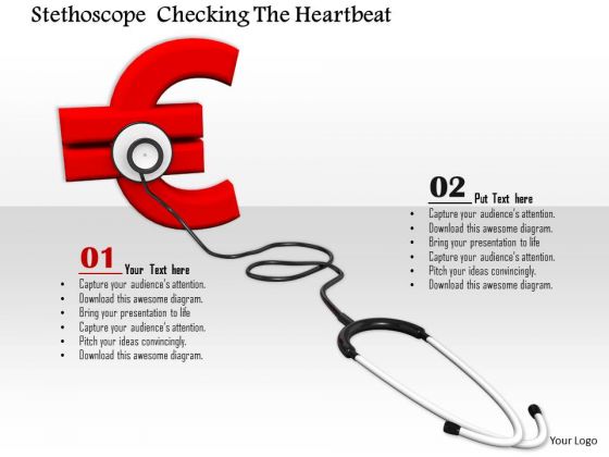 Stock Photo Red Euro Symbol With Stethoscope PowerPoint Slide