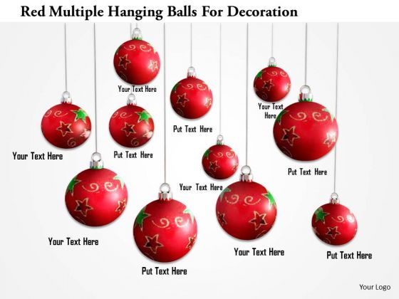 Stock Photo Red Multiple Hanging Balls For Decoration PowerPoint Slide