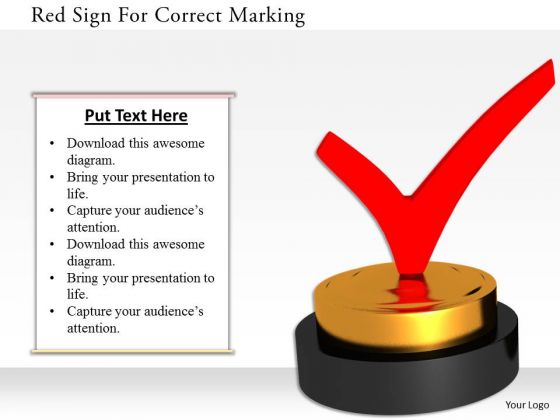 Stock Photo Red Sign For Correct Marking PowerPoint Slide