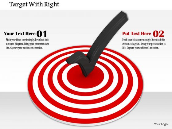 Stock Photo Right Tick Symbol On Red Target Pwerpoint Slide