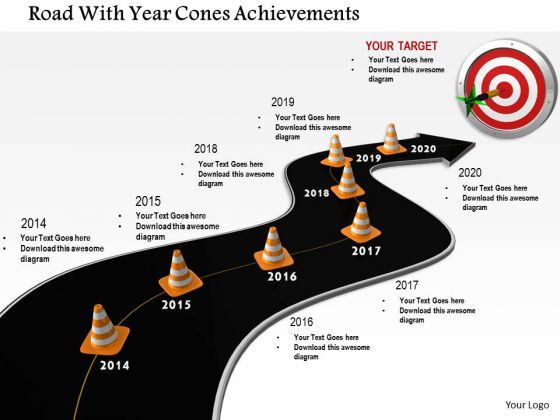 Stock Photo Road With Year Cones Achievements PowerPoint Slide