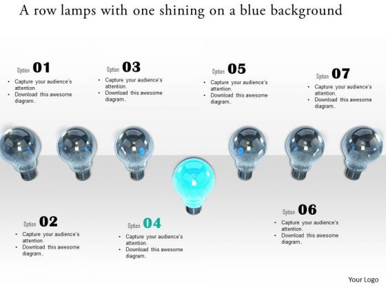Stock Photo Row Of Lamps With One Shining PowerPoint Slide