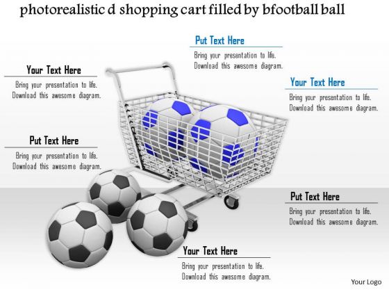 Stock Photo Shopping Cart Full With Footballs PowerPoint Slide