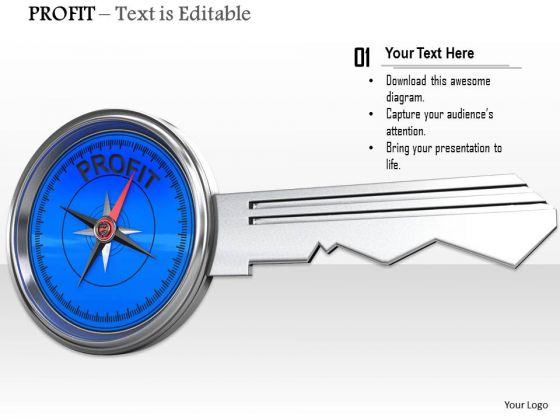 Stock Photo Silver And Blue Key Of Profit PowerPoint Slide