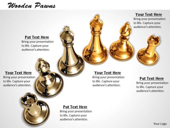 Stock Photo Silver And Golden Chess Pieces PowerPoint Slide