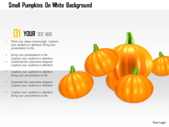 Stock Photo Small Pumpkins On White Background PowerPoint Slide