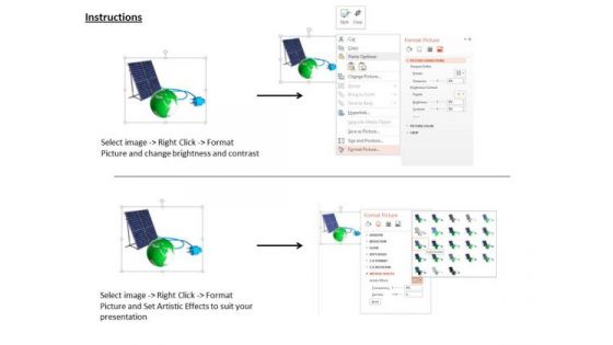 Stock Photo Solar Panel And Earth Global Conservation PowerPoint Slide