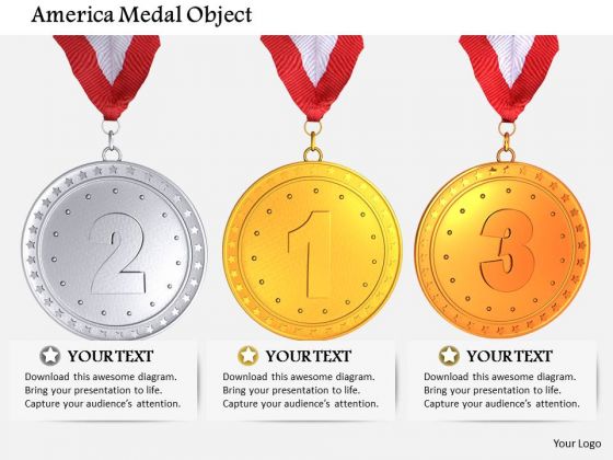 Stock Photo Sports Style Medals Of First Second And Third Prize PowerPoint Slide