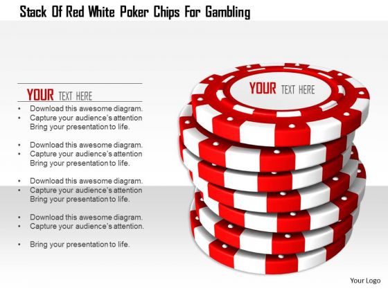 Stock Photo Stack Of Red White Poker Chips For Gambling PowerPoint Slide